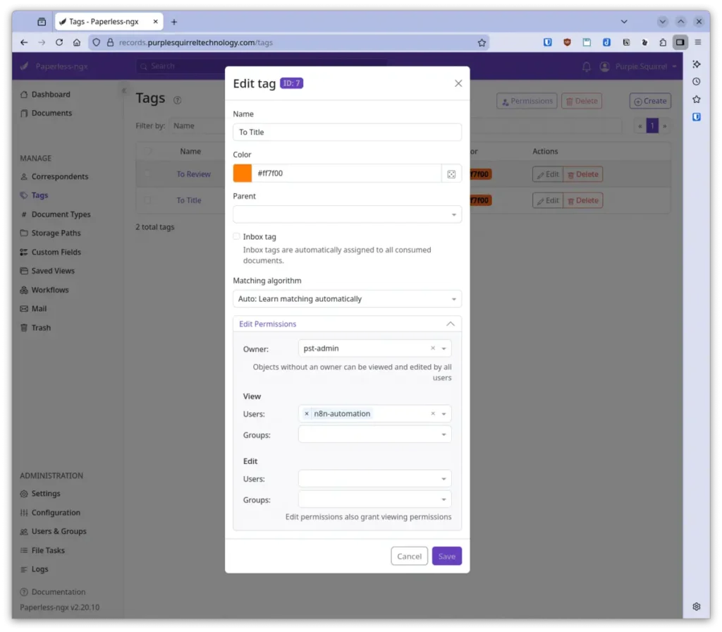 Create To Title tag dialog